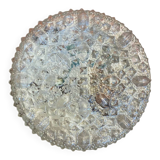 Old Ceiling Light Wall Fixture Moulded Glass + White Metal Support Years