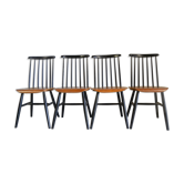 Suite de 4 chaises Tapiovaara modèle Fanett des années 50