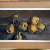 HSP painting "Clos Fleuri - Pears" signed P. Toutain (?) + frame