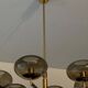 Italian brass chandelier with 6 grey smoked glass globes
