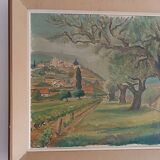 Large oil on canvas landscape of St Paul de Serre signed R. CAZ.