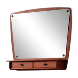 Scandinavian wall mirror in teak with drawers – mid-century Danish design