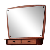 Miroir mural scandinave en teck avec tiroirs – design danois mid-century