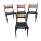 Series of 4 old scandinavian chairs wood teck - skai skaï black vintage