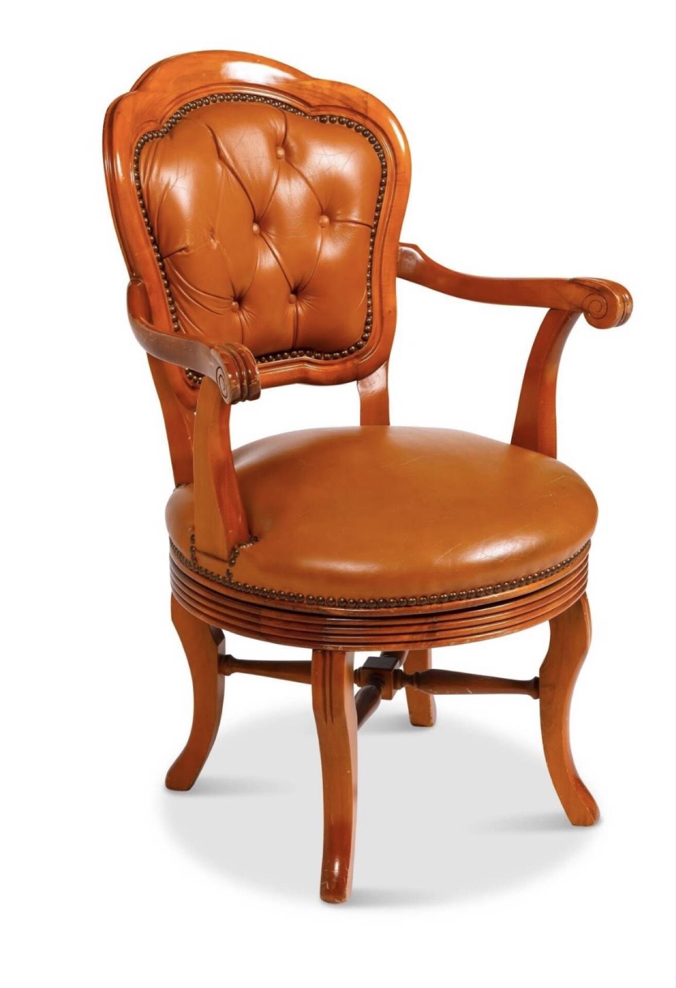 Lot 2 vintage design office chairs – black leather + brown capito leather