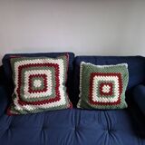 Retro crochet cushions