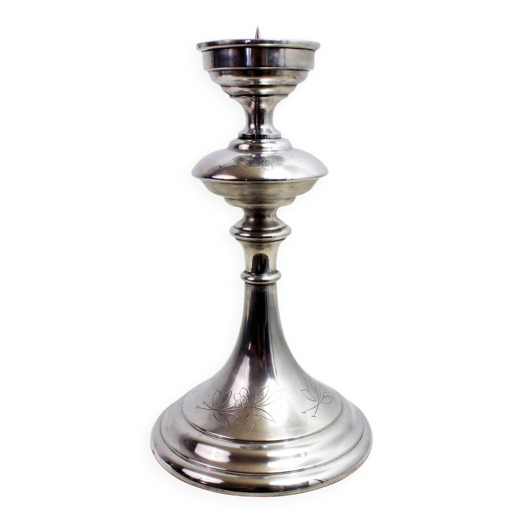 Silver metal candle holder
