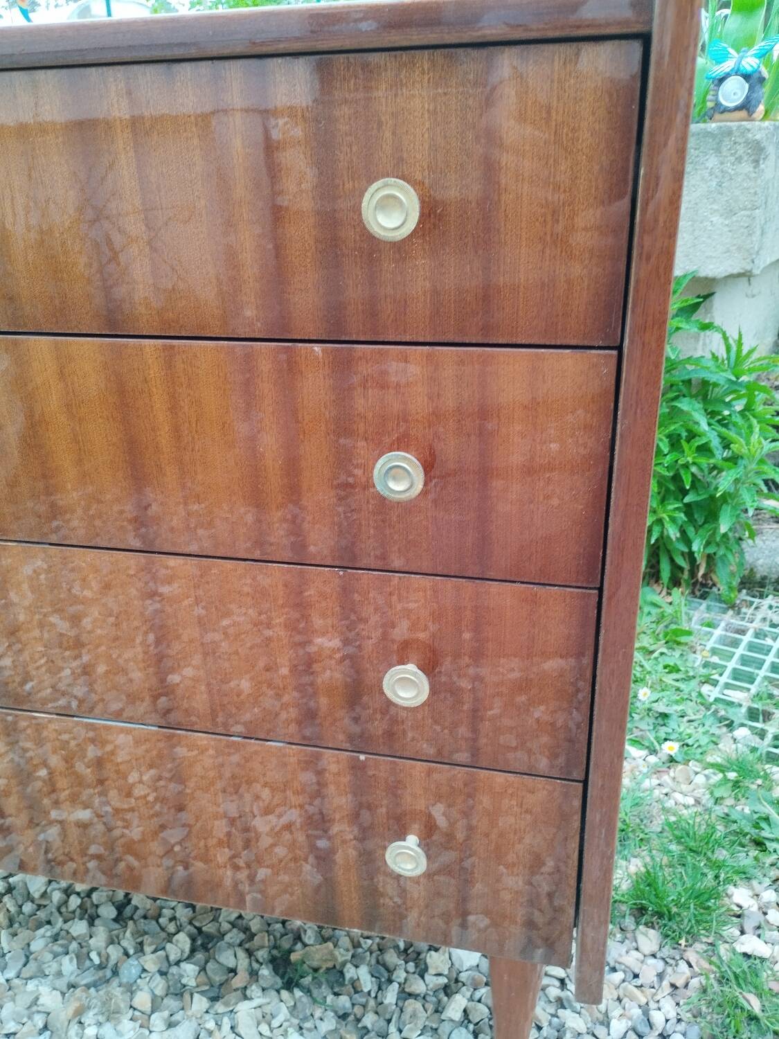 Old vintage chest of drawers with compass foot