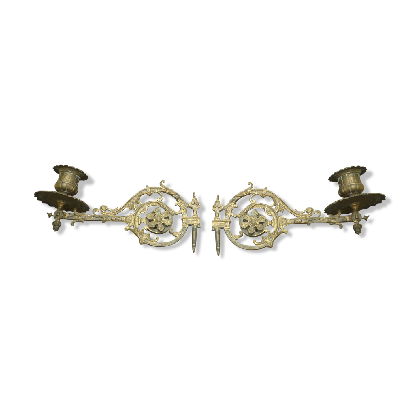 2 brass piano candlesticks
