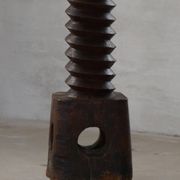 19th-century sculptural French wine press in solid wood / pedestal