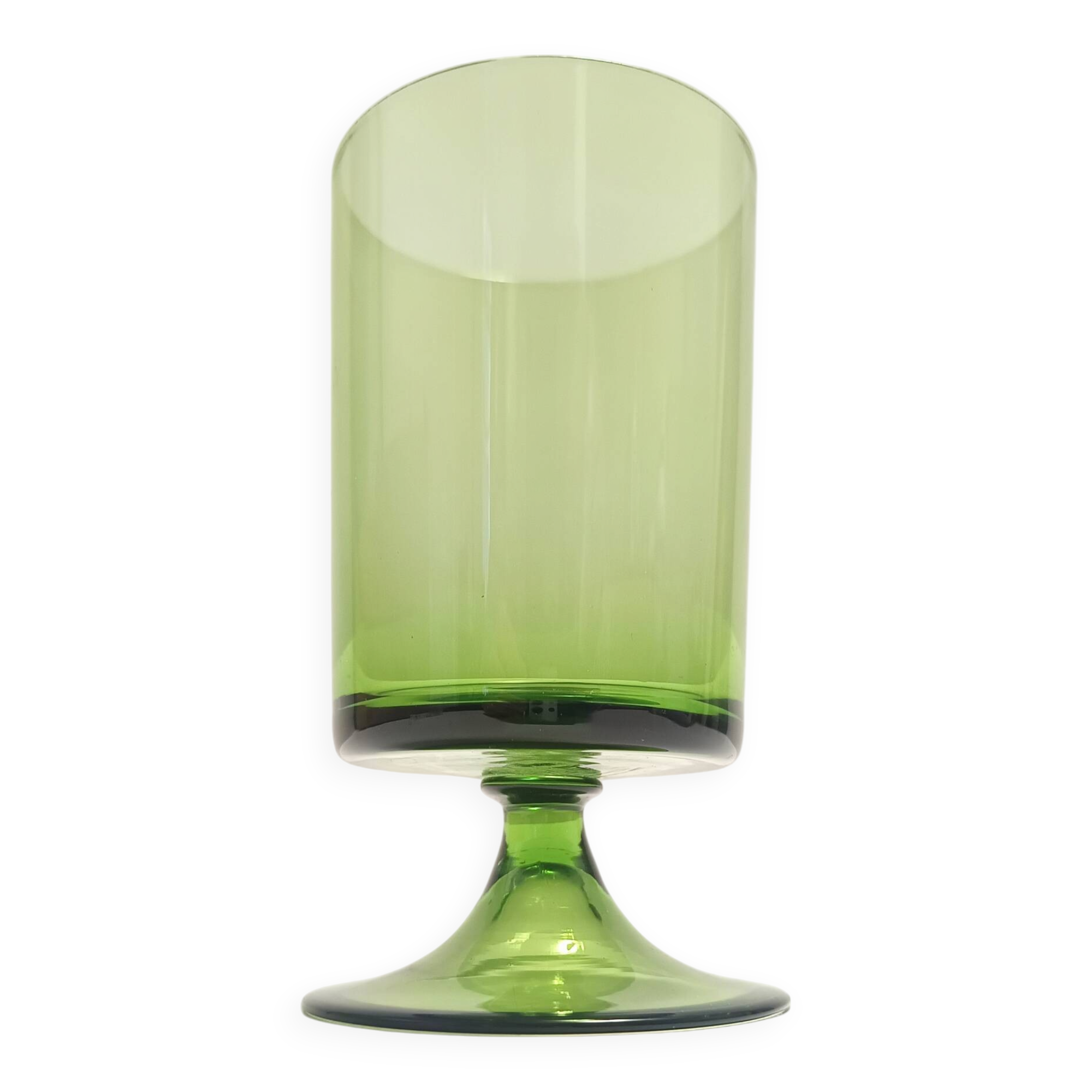 Set of Nine Green Hand-Blown Glass Drinking Glasses, Empoli, Italy