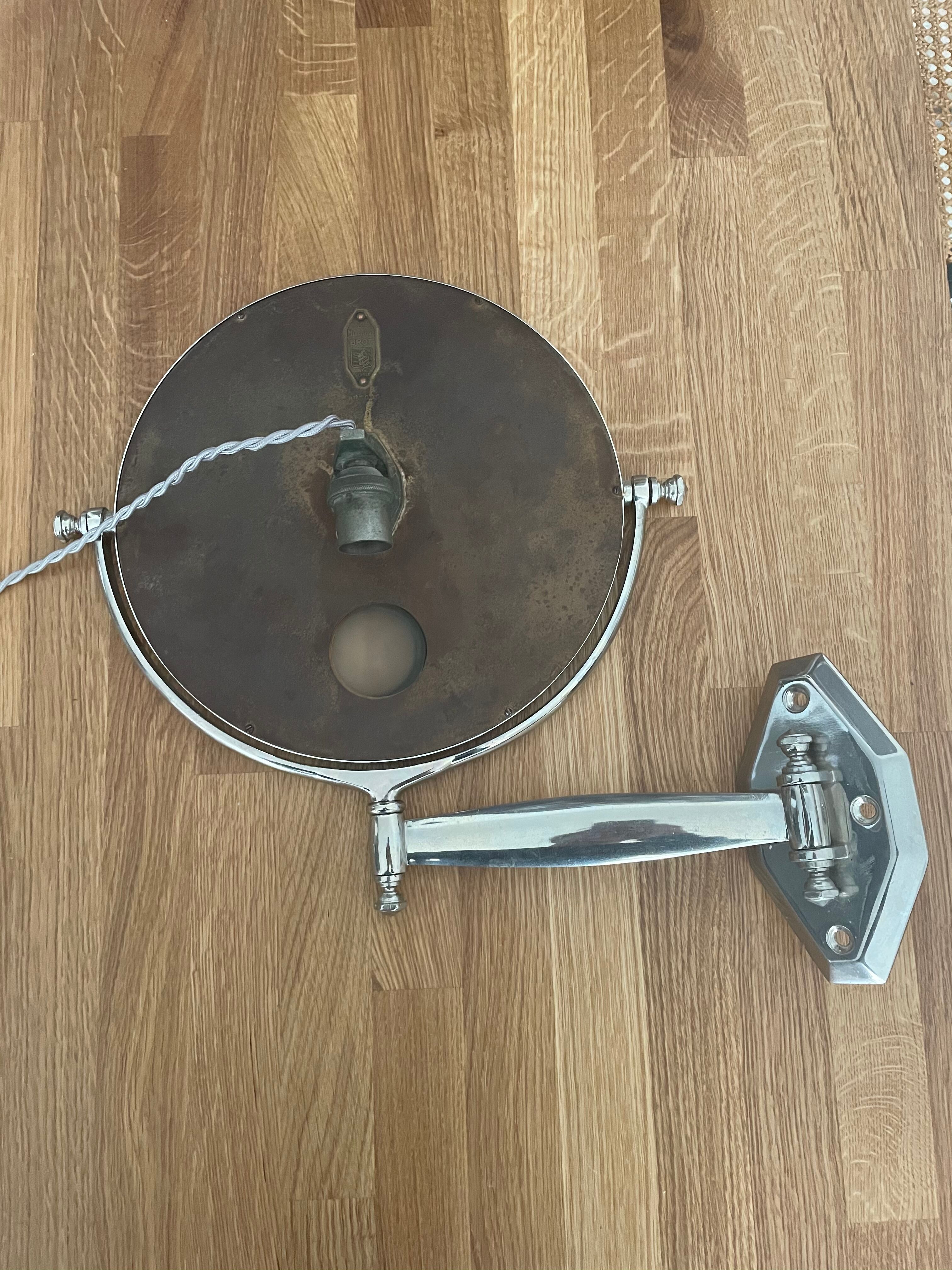 Vintage illuminating adjustable mirror, Brot, France art deco