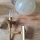 Paire d'appliques laiton et verre givré 1960
