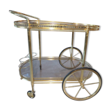 Hollywood Regency style bar cart in brass and glass, 1970s