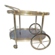 Hollywood Regency style bar cart in brass and glass, 1970s