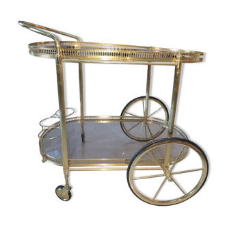 Vintage 1970s bar cart in brass and glass – Hollywood Regency