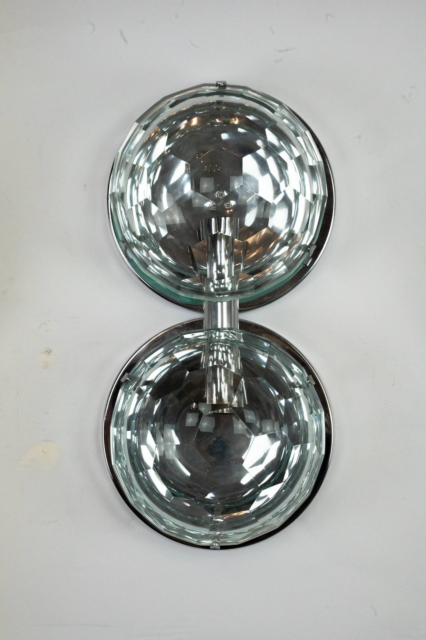 Set of three Cristal Art sconces in chrome and cut glass. Italy 1970s