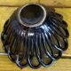 Small Basket - Iridescent Black Braided Ceramic Empty Pocket - 70's German