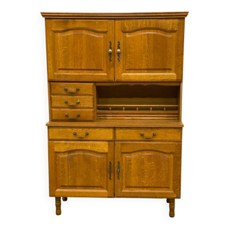 Vaisselier, buffet 2 corps vintage en chêne