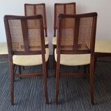 Suite of 6 vintage skai chairs and 60s canned backrest