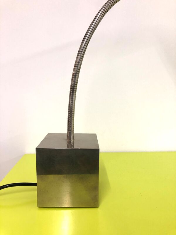Lampe en métal chromé avec tige flexible par Michel Boyer pour Verre Lumière, 1968