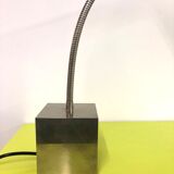 Chrome metal lamp with flexible rod by Michel Boyer for Verre Lumière, 1968