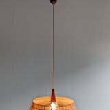 Teak and sisal pendant light from the 50s/60s by Temde Leuchten