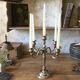 5-branch silver-plated metal candle holder