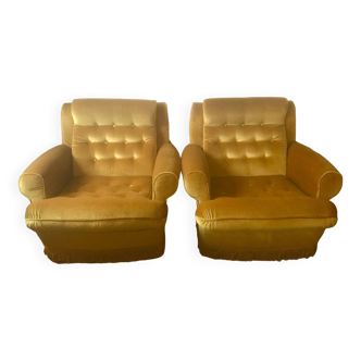 Pair of vintage bronze velvet armchairs 1960