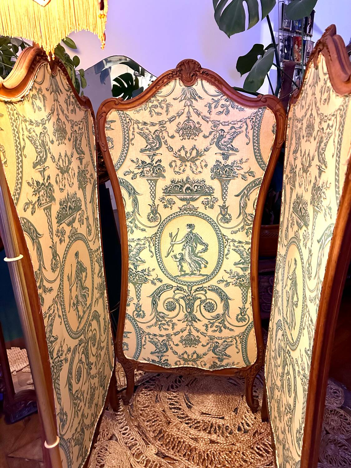 Old wooden and fabric screen