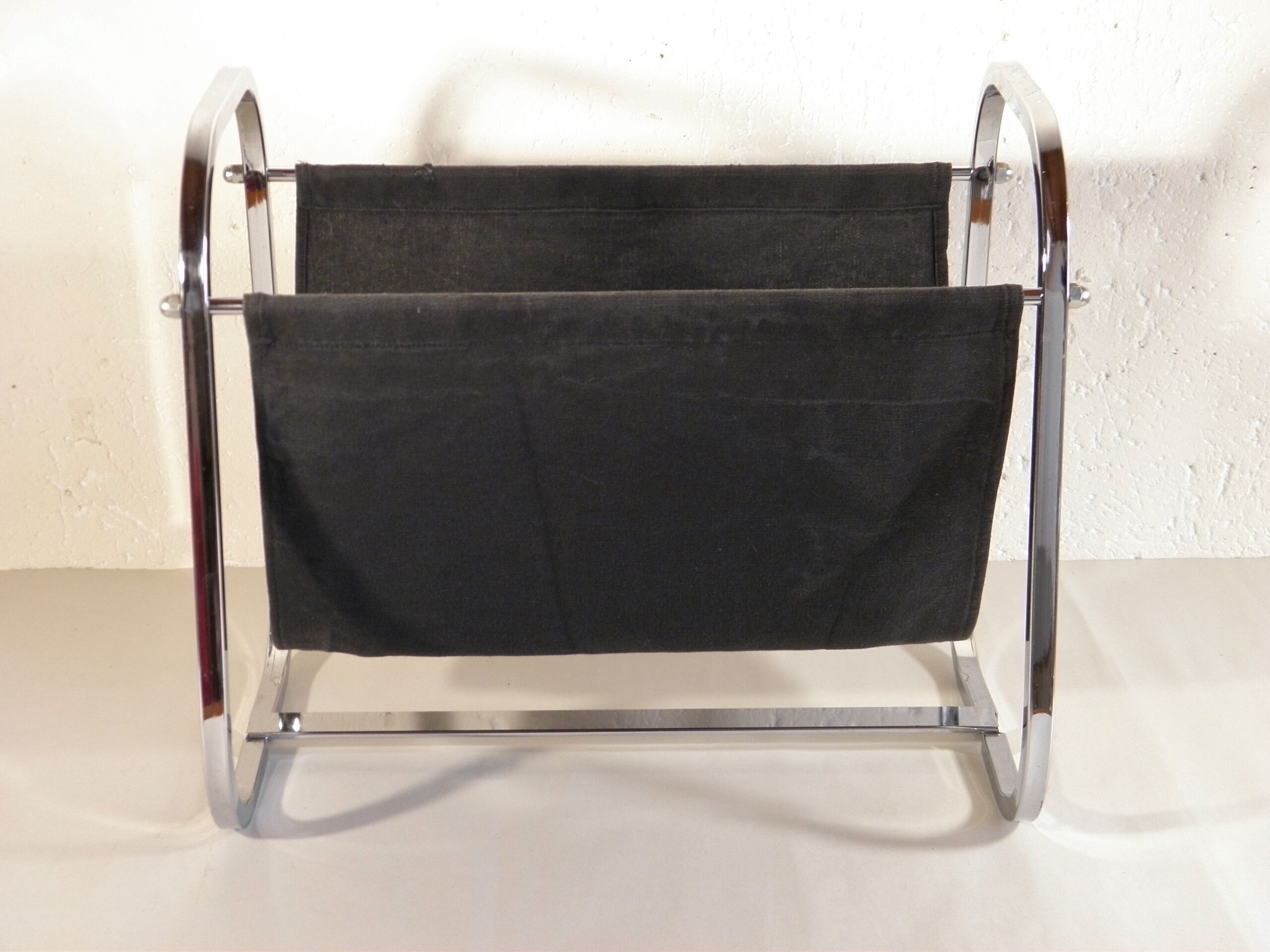 Chrome and fabric magazine holders 1970
