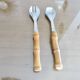 Bamboo handle salad servers from the 60s