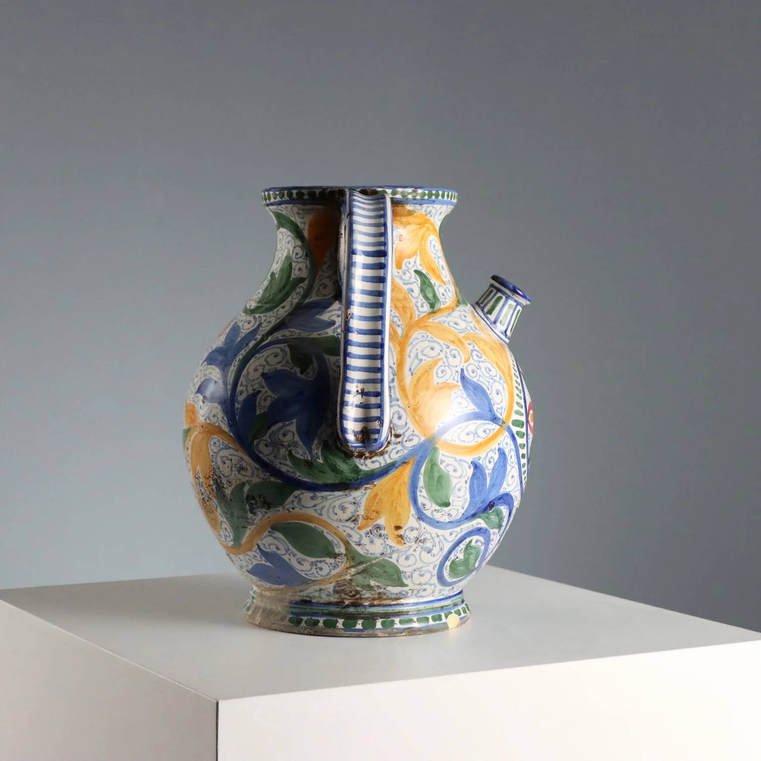 Ancient amphora in hand-painted majolica, Italy, 20th century