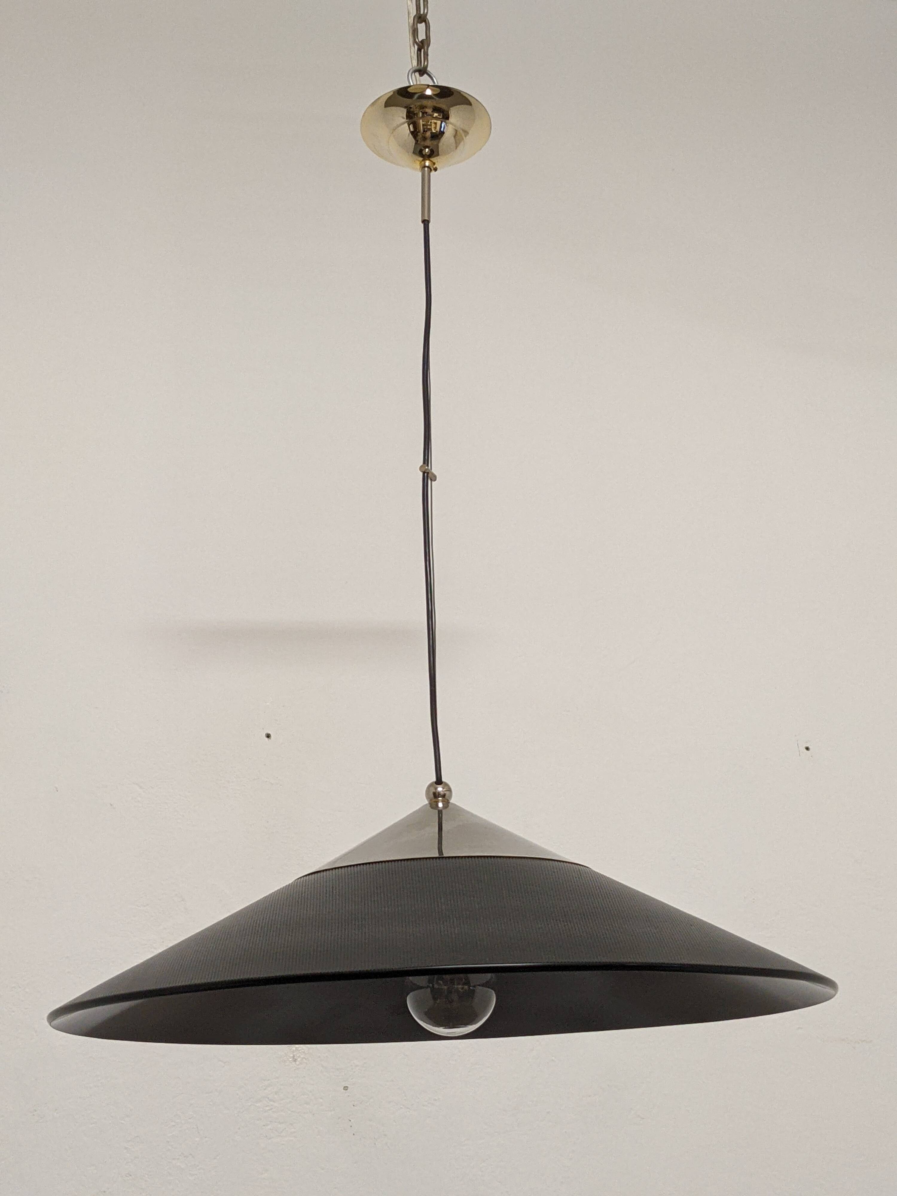 XXL black marmorite saucer suspension, Italy circa 1970.