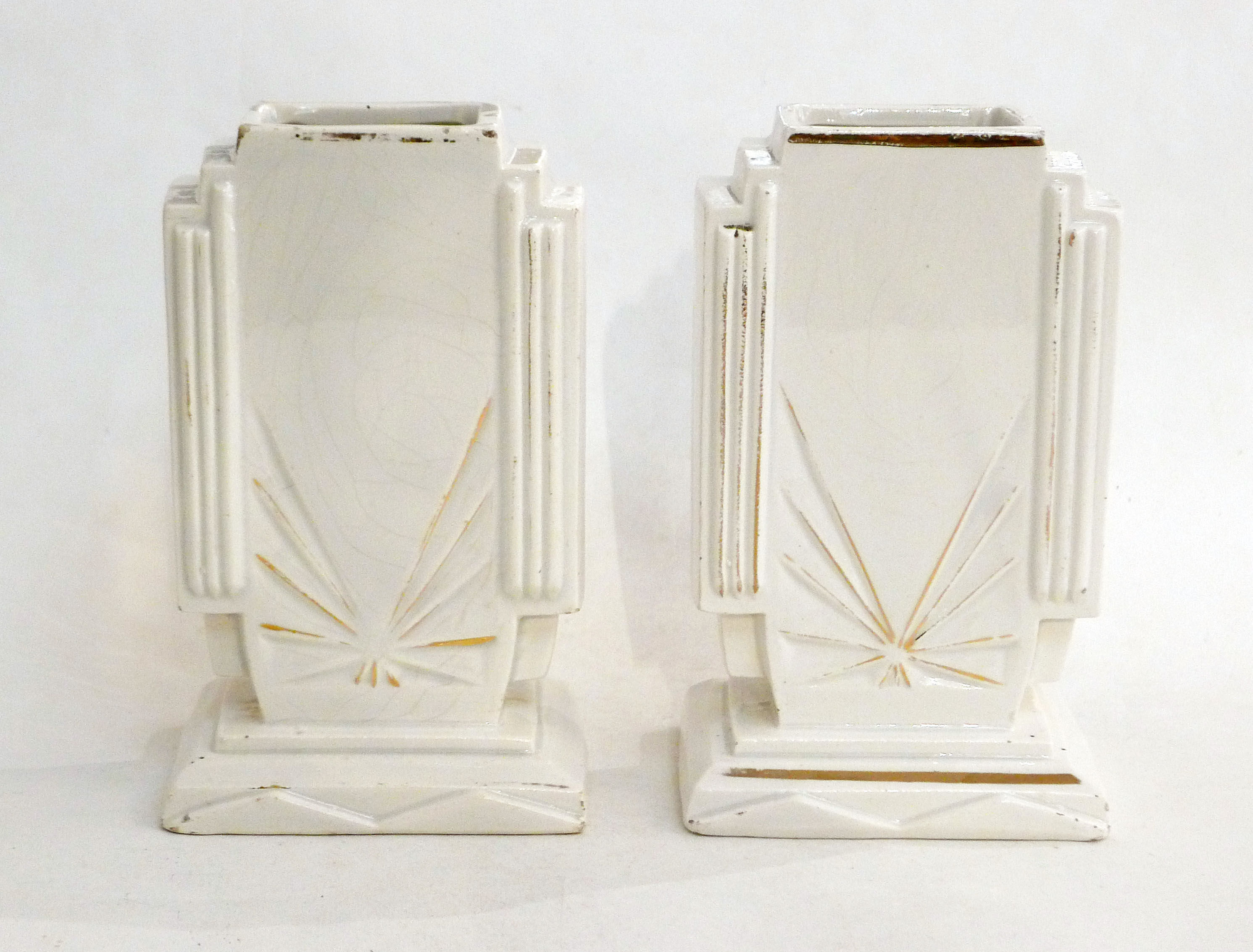 Pair of Art Deco flat vases