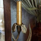 Old iris flower candle holder in solid brass