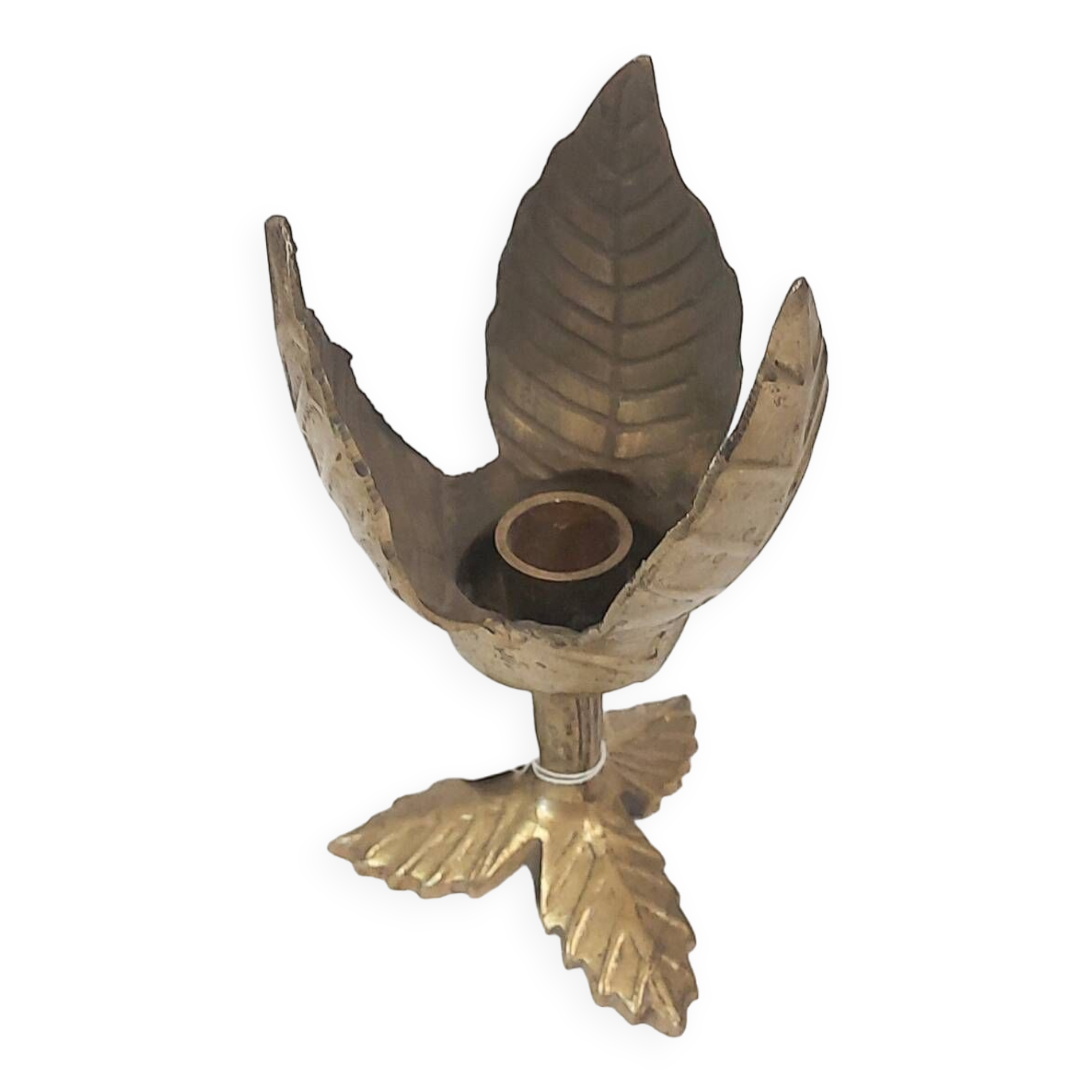 Brass flower candle holder