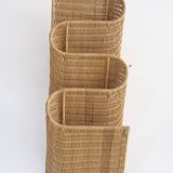 rattan wave wall-mounted magazine holder