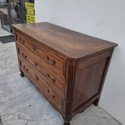 Louis XV style commode in solid walnut, 19th century rustic.