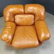Mid century Italian leather sofa set by Ercole Biella for Grappeggia, 1970s