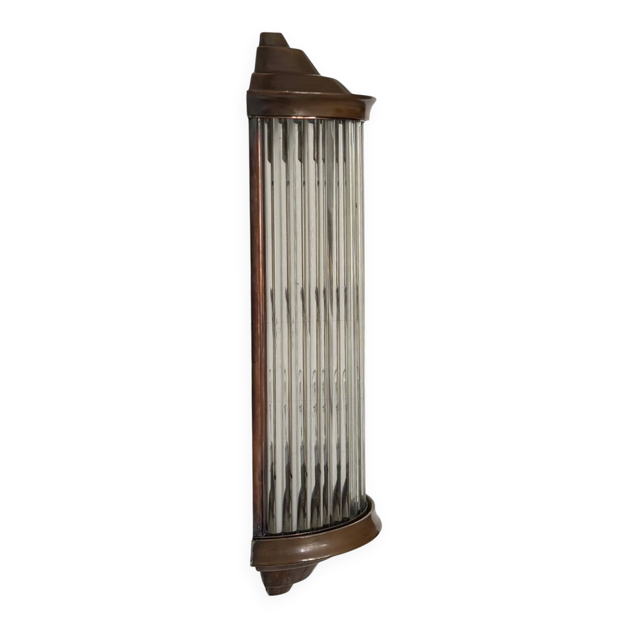 Vintage wall sconce, copper and glass, France, 1940