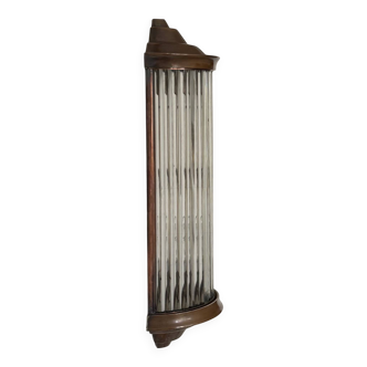Vintage wall sconce, copper and glass, France, 1940