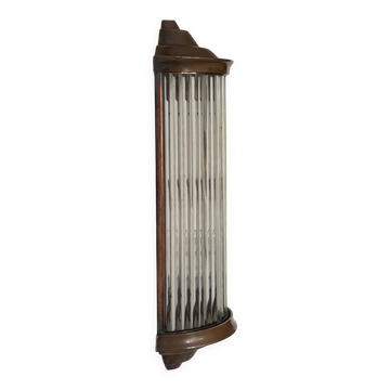 Vintage wall sconce, copper and glass, France, 1940