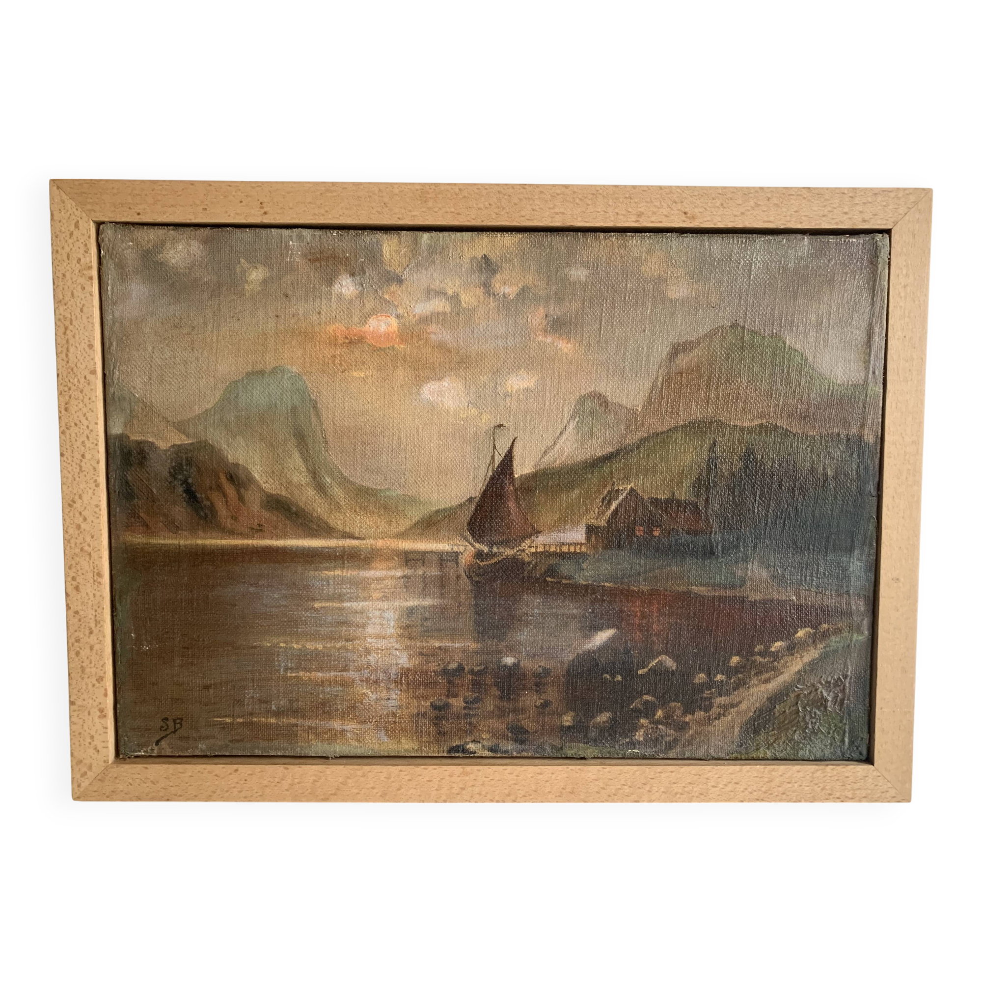 19th century French school, signed oil painting, framed seascape