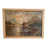 19th century French school, signed oil painting, framed seascape