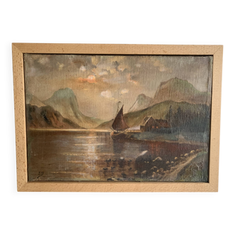 19th century French school, signed oil painting, framed seascape
