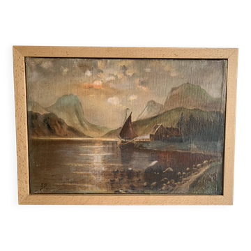 19th century French school, signed oil painting, framed seascape