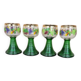 Lot de 4 grands verres à vin Roemer décor Bacchus