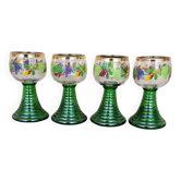 Lot de 4 grands verres à vin Roemer décor Bacchus