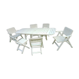 Vintage garden furniture R Gleizes in white painted wood
